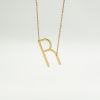 Sideways Initial Necklace, 18K Gold Plated Stainless Steel Tiny Initial Necklace Dainty Personalized Letter Necklace Delicate