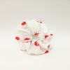 Silky Strawberry White Scrunchie Floral print Scrunchie Hair Accessories Women Accessories Silky Knotted Scrunchie
